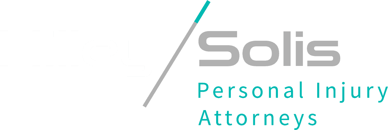 Logo for Solis Personal Injury Attorneys with stylized diagonal line and text.