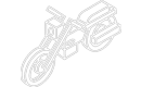 A geometric, monochrome line drawing of a motorcycle in an isometric view.